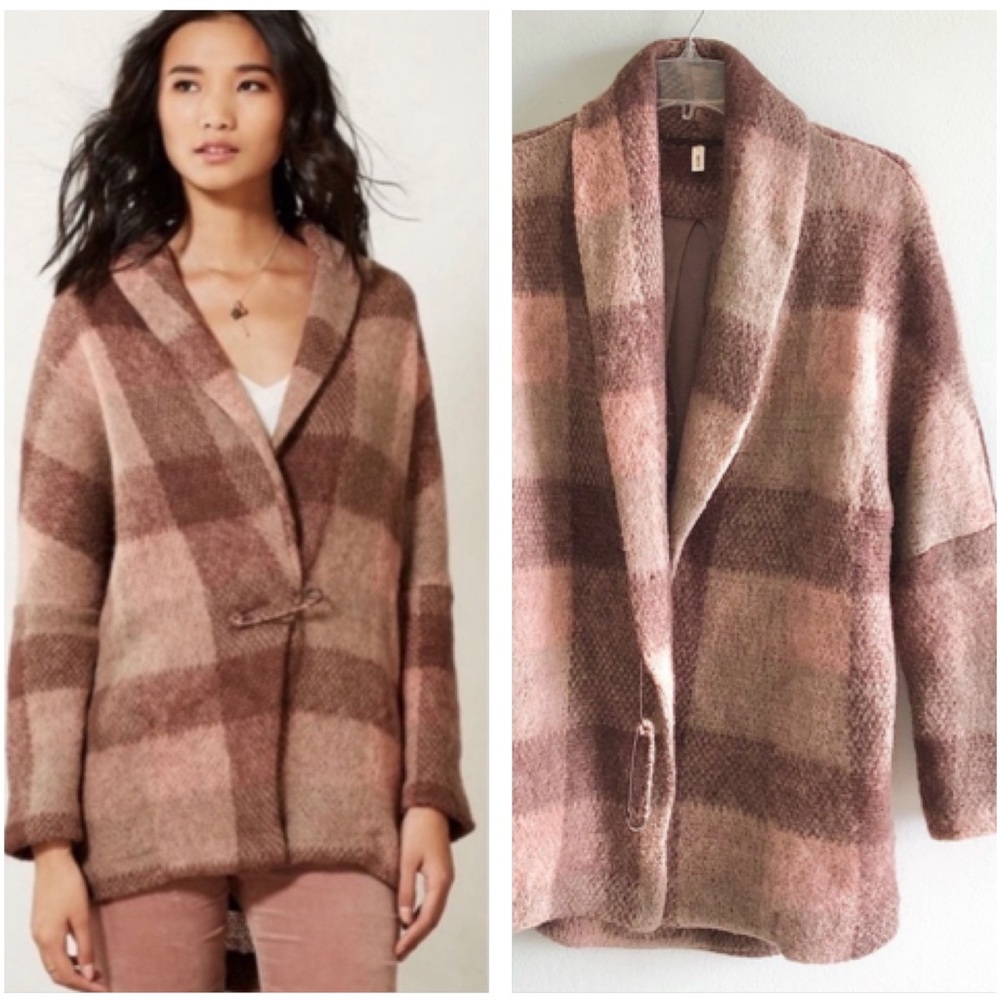 Anthropologie NWOT Woodland Walk Plaid Cardigan Sweater